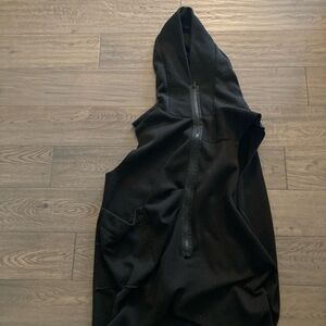 Black Asymmetrical Hoodie Hooded Sweatshirt Sweater Sleeveless Vest